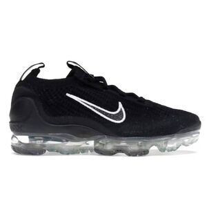 NIKE Air VaporMax 2021 Flyknit 'Black Metallic Silver' Running Shoes Size 10